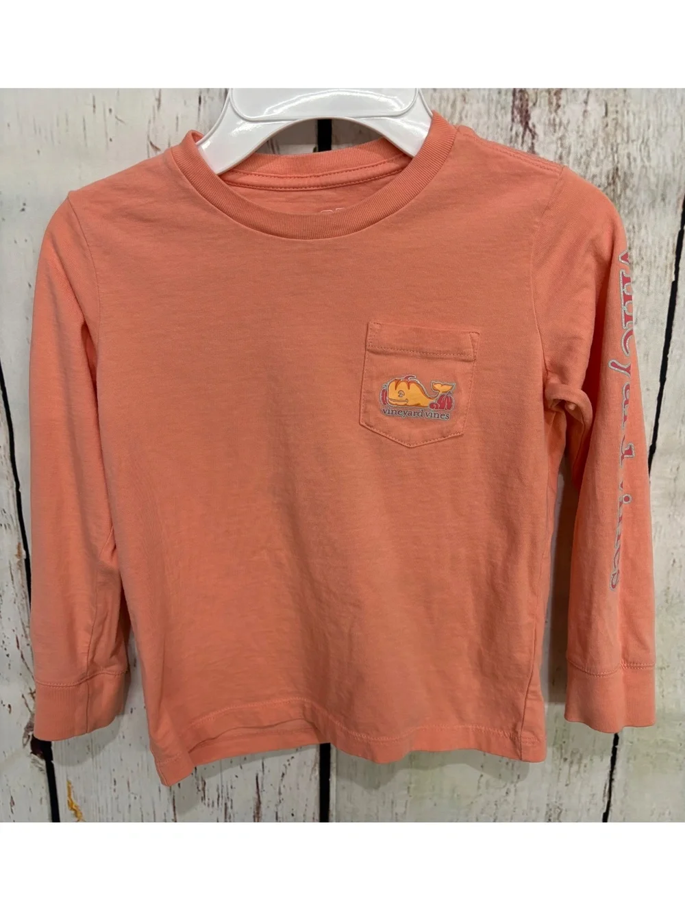 Vineyard Vines Toddler Girl’s Long Sleeve Autumn Orange Cotton T-Shirt Size 4T